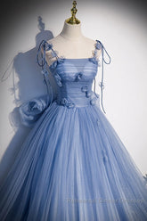 Unique And Elegant Sky Blue Decal Thin Shoulder Strap Off The Shoulder Ball Dress Sky Blue A-Shaped/Princess Bow Sleeveless Backless Lace Up And Floor Length Style